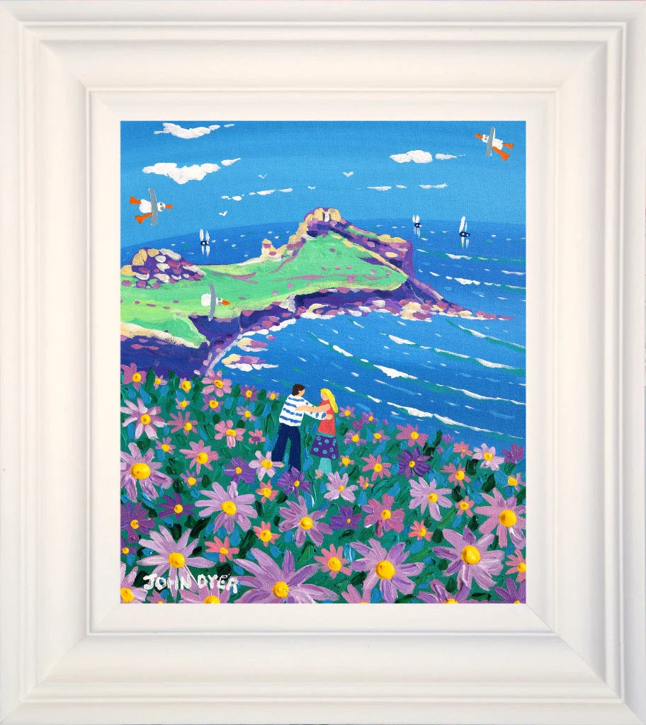 'A Carpet of Flowers at Gurnard's Head, Zennor', 12x10 inches acrylic on canvas. Paintings of Cornwall. Cornish Artist John Dyer. Cornwall Art Gallery - Image 2