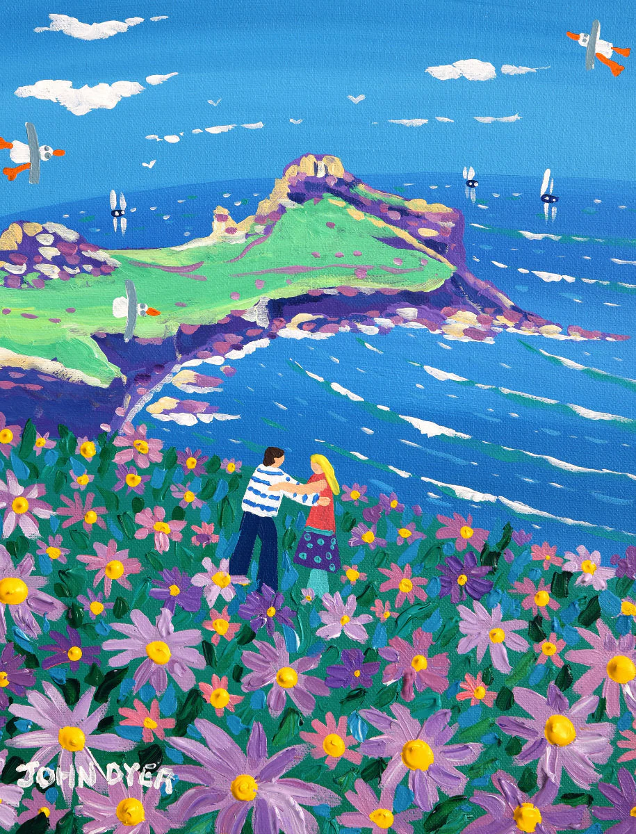 John Dyer Fine Art Print. Open Edition Cornish Art Print. 'A Carpet of Flowers, Gurnard's Head, Zennor'. Cornwall Art Gallery - Image 4