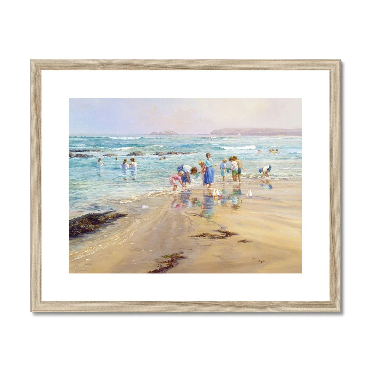 Ted Dyer Framed Open Edition Cornish Fine Art Print. 'A Cornish Summer, Gwithian'. Cornwall Art Gallery - Image 3