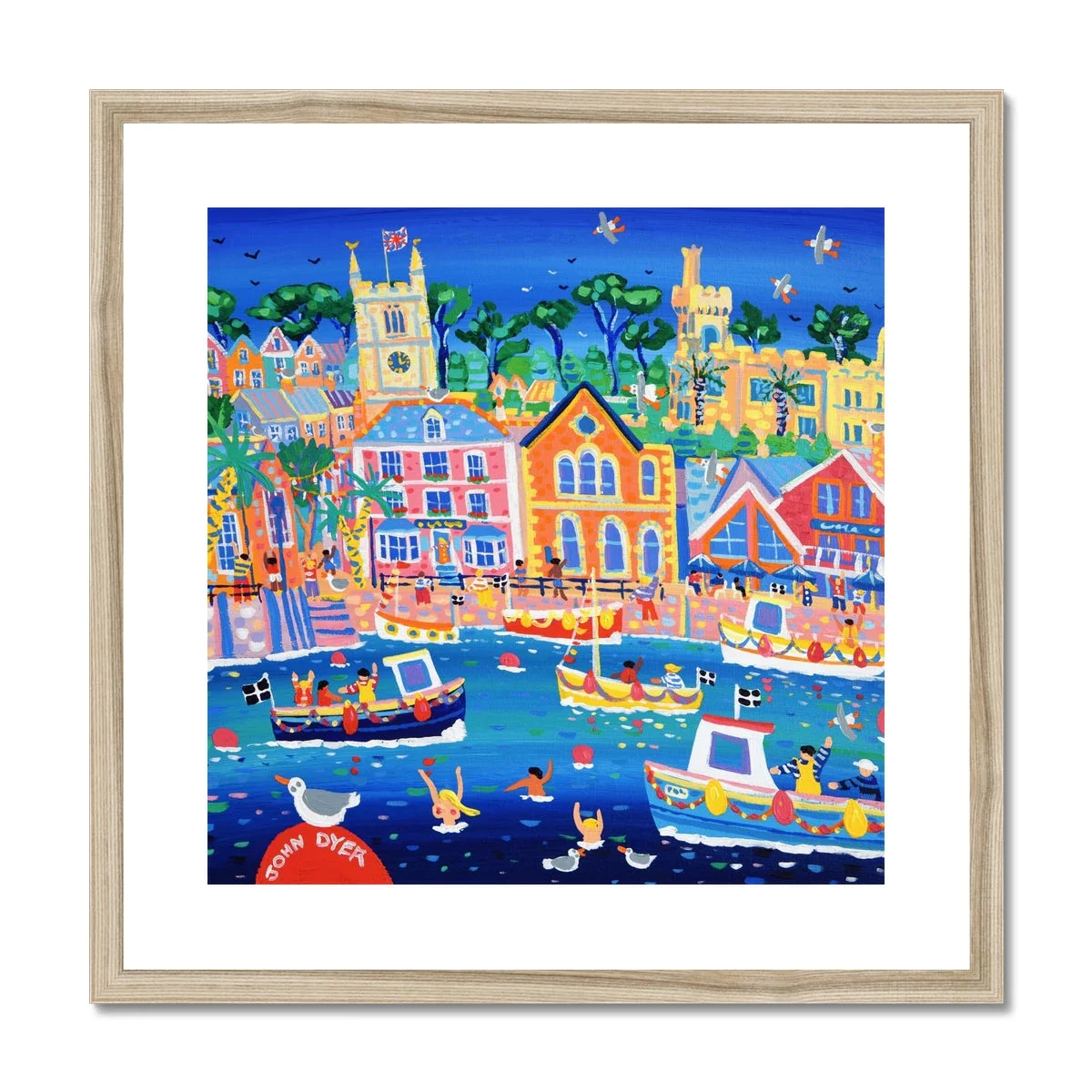 John Dyer Framed Open Edition Cornish Art Print. 'A Day out in Fowey'. Cornwall Art Gallery - Image 3