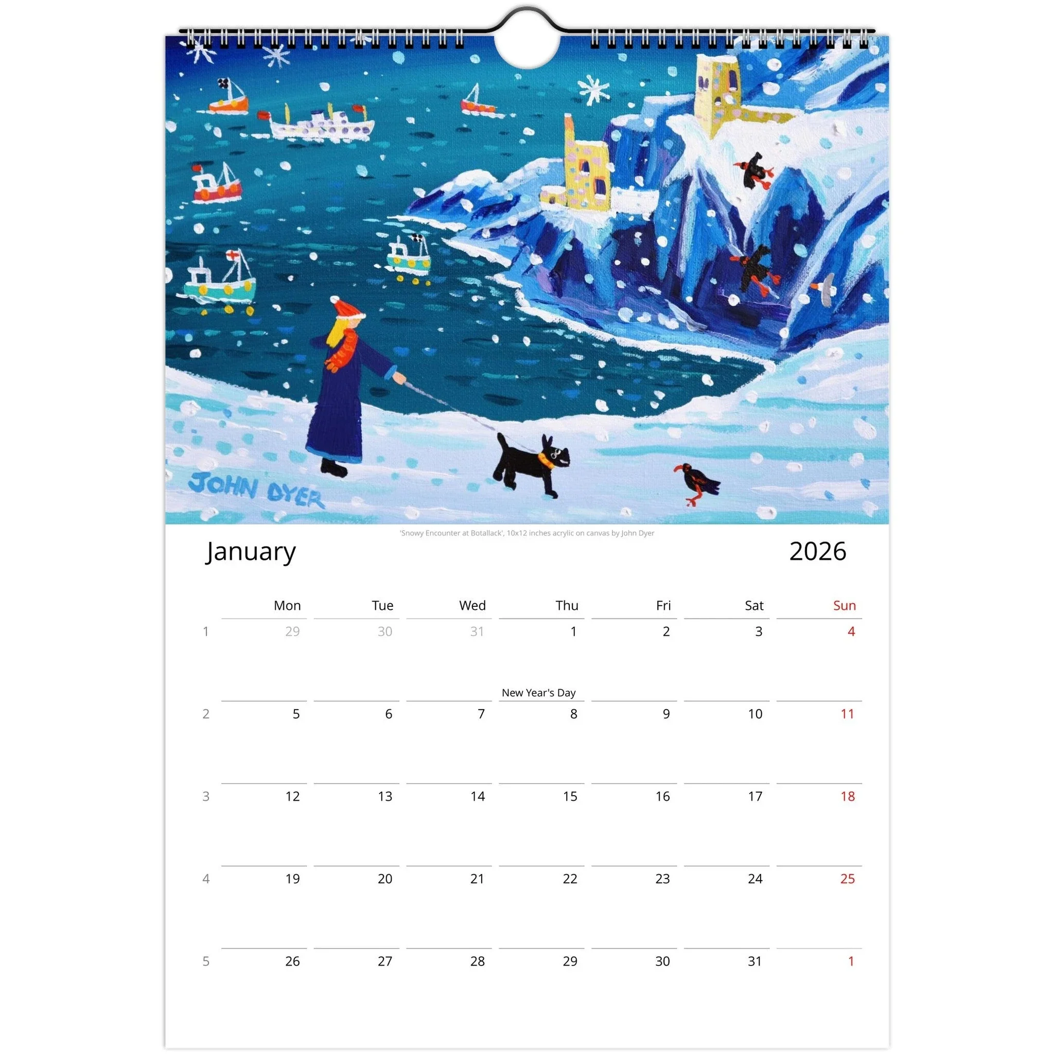A4 | A3 | John Dyer 2026 Cornwall Art Wall Calendars (Global) - Image 2