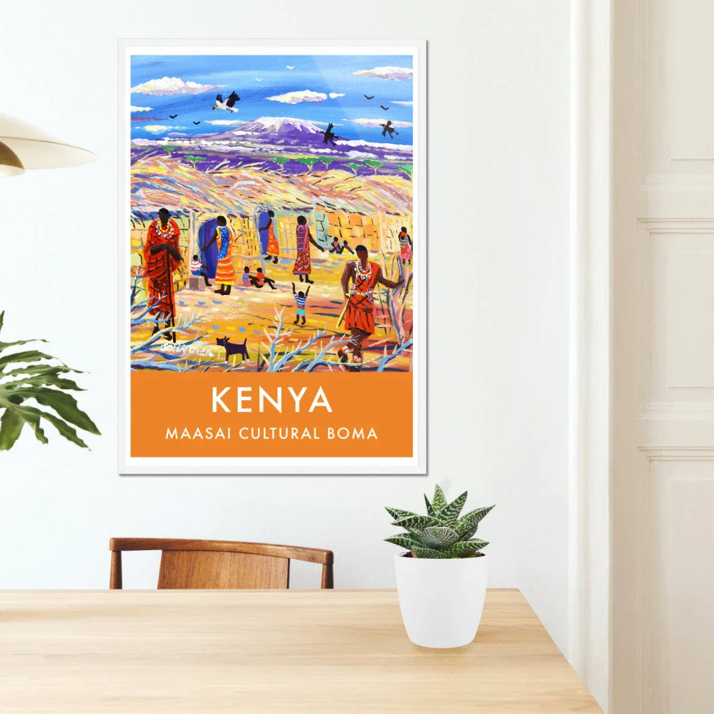 African Art Wall Art Poster Print by John Dyer. Amboseli Maasai Tribal Cultural Boma, Kenya - Image 7