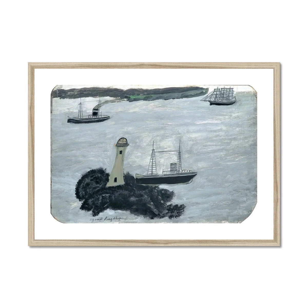 Alfred Wallis Framed Open Edition Cornish Art Print. 'Against Longships, Fog'. St Ives Cornwall Art Gallery Historic Art - Image 3