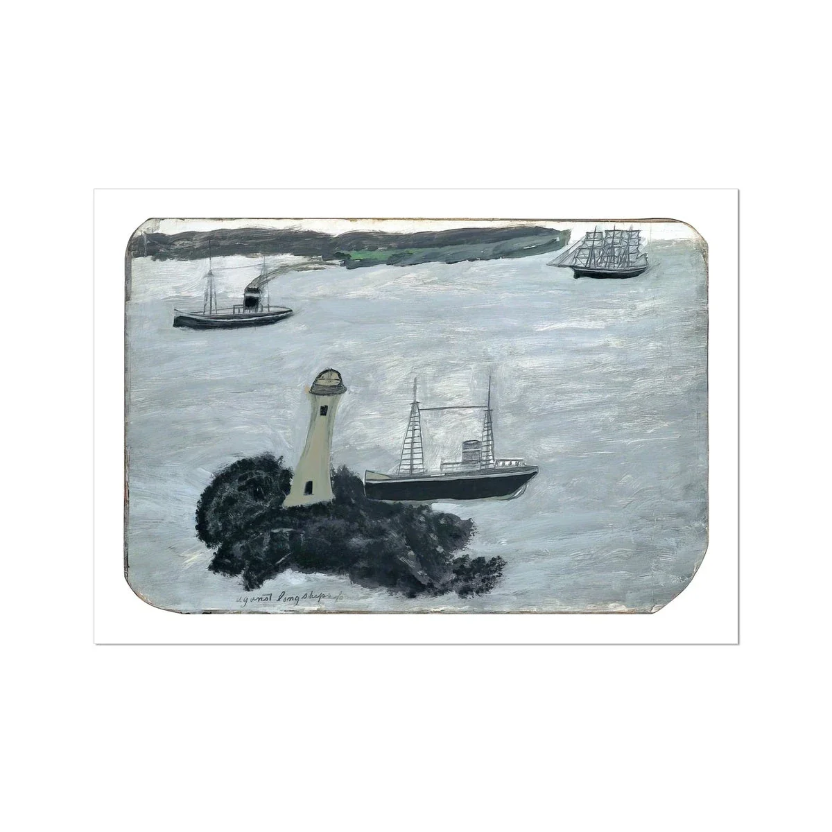 Alfred Wallis Open Edition Cornish Art Print. 'Against Longships, Fog'. St Ives Cornwall Art Gallery Historic Art
