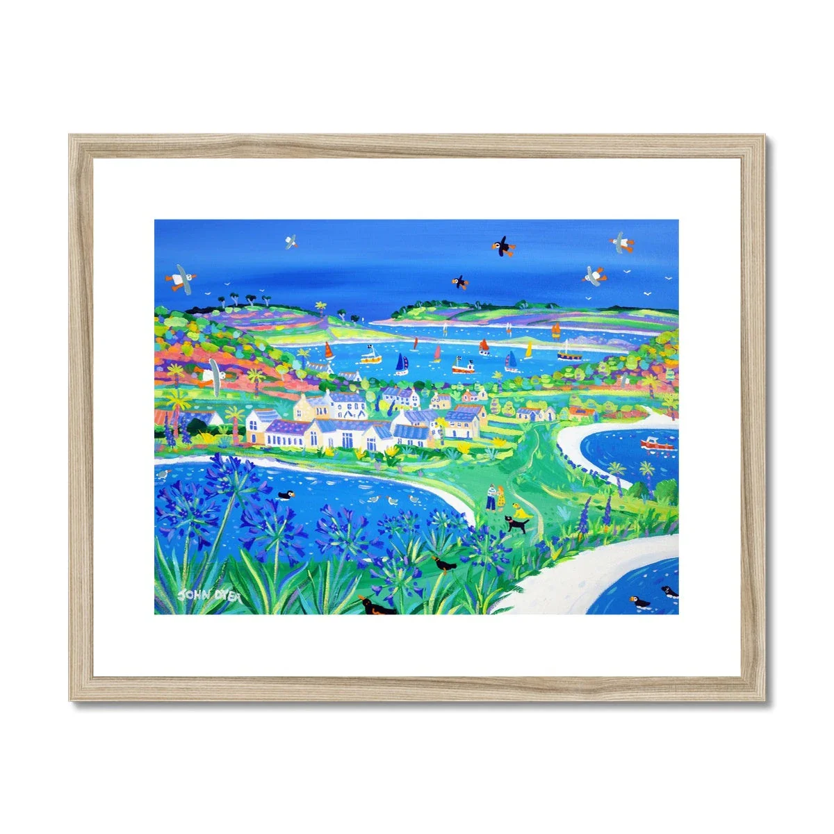 John Dyer Framed Open Edition Cornish Fine Art Beach Print. 'Agapanthus Days at Hell Bay, Bryher'. Cornwall Art Gallery - Image 3