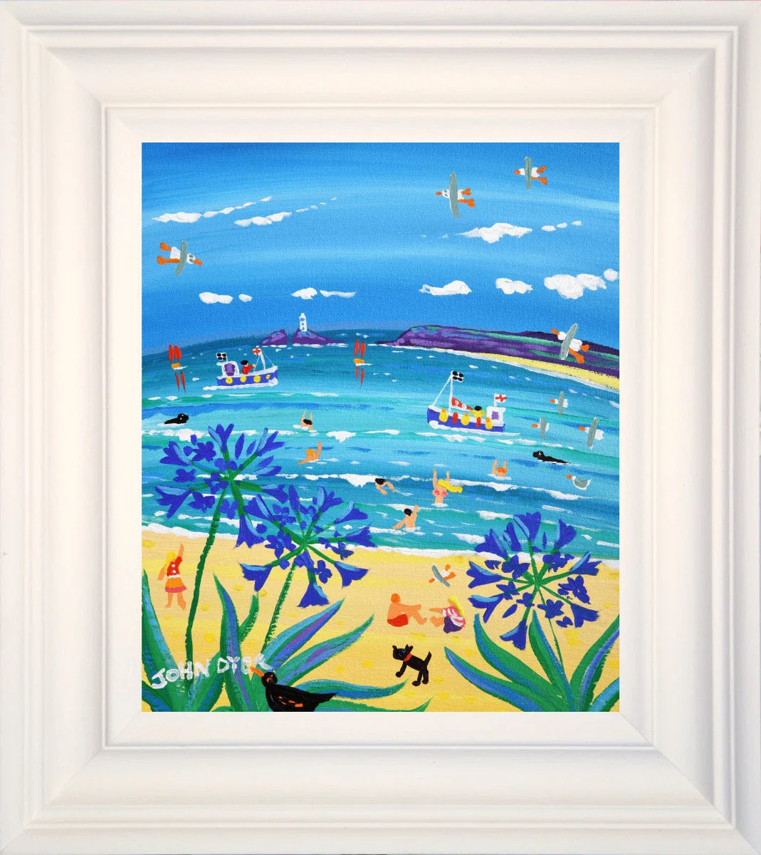 'Agapanthus Days, Carbis Bay', 12x10 inches acrylic on canvas. Cornwall Painting by Cornish Artist John Dyer. Cornish Art. - Image 2