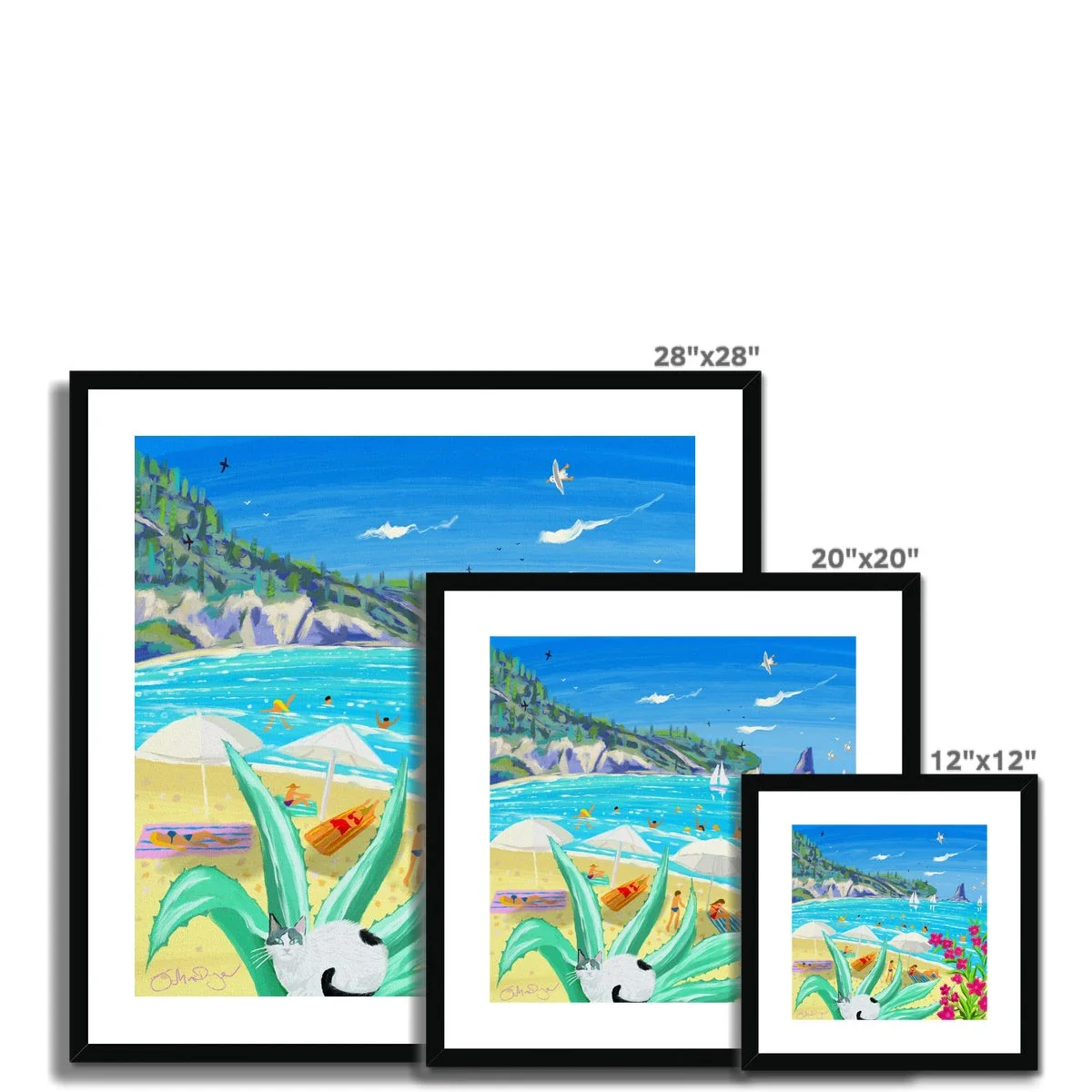 John Dyer Greece Artwork. Framed Open Edition Art Print. 'Beachside Bliss in Corfu, Greece'. Greek Art Gallery - Image 11