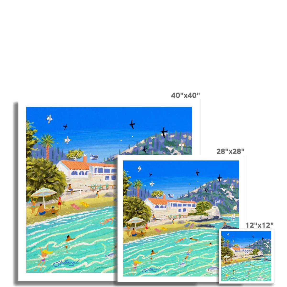 John Dyer Greece Artwork. Open Edition Greek Art Print of Corfu. 'Sunlit Waters at Black Rocks Beach Corfu, Greece'. Greek Art Gallery - Image 3