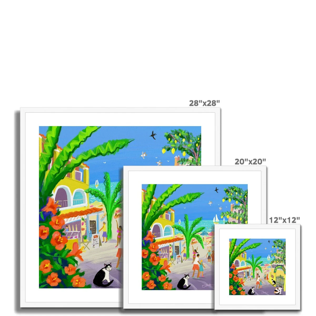 John Dyer Greece Artwork. Framed Open Edition Art Print. 'Strolling Past Corfu Cats, Agios Gordios, Greece'. Greek Art Gallery - Image 10