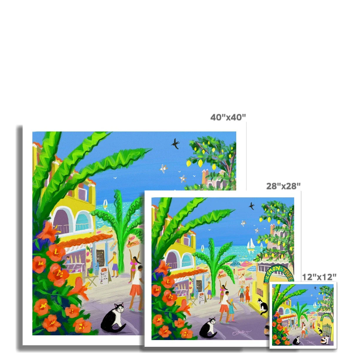 John Dyer Greece Artwork. Open Edition Greek Art Print of Corfu. 'Strolling Past Corfu Cats, Agios Gordios, Greece'. Greek Art Gallery - Image 3