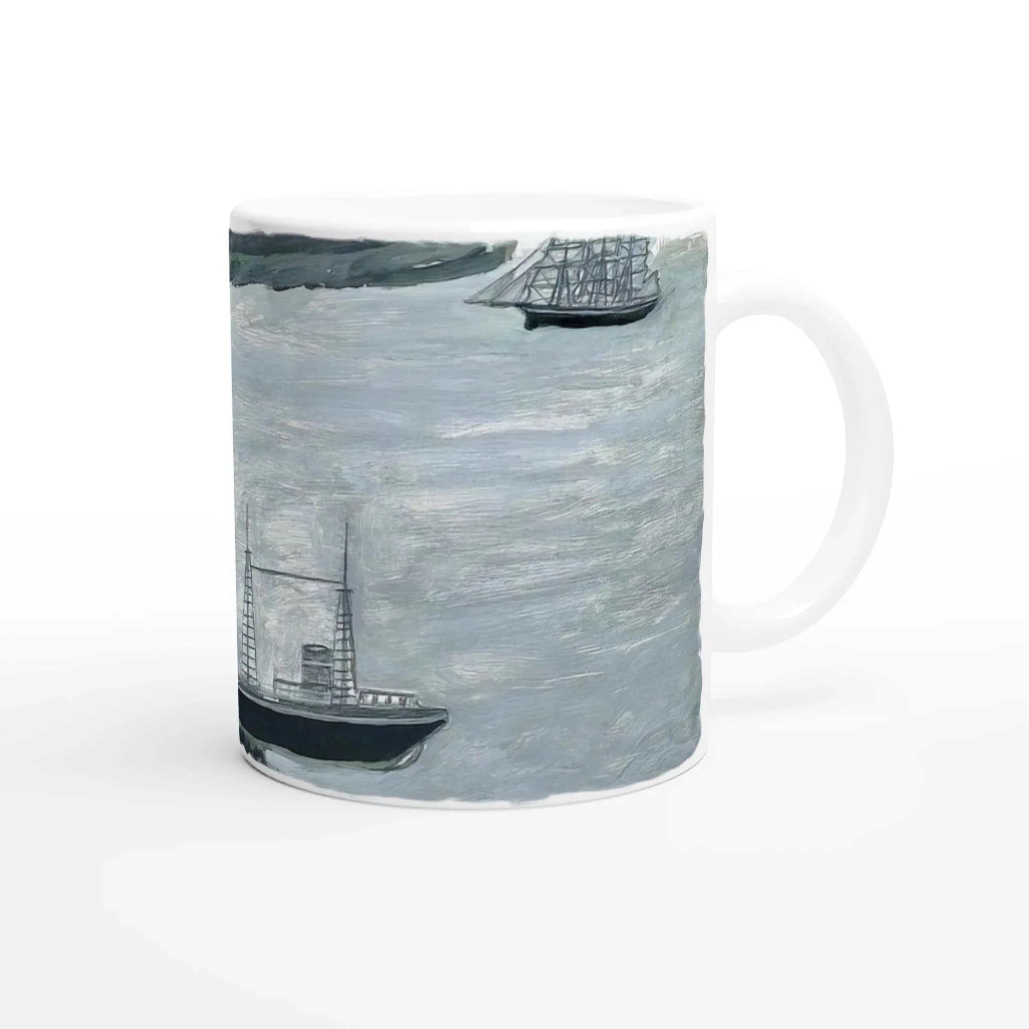 Alfred Wallis Ceramic Cornish Historical Art Masterpiece Art Mug. 'Against Longships, Fog' - Image 2