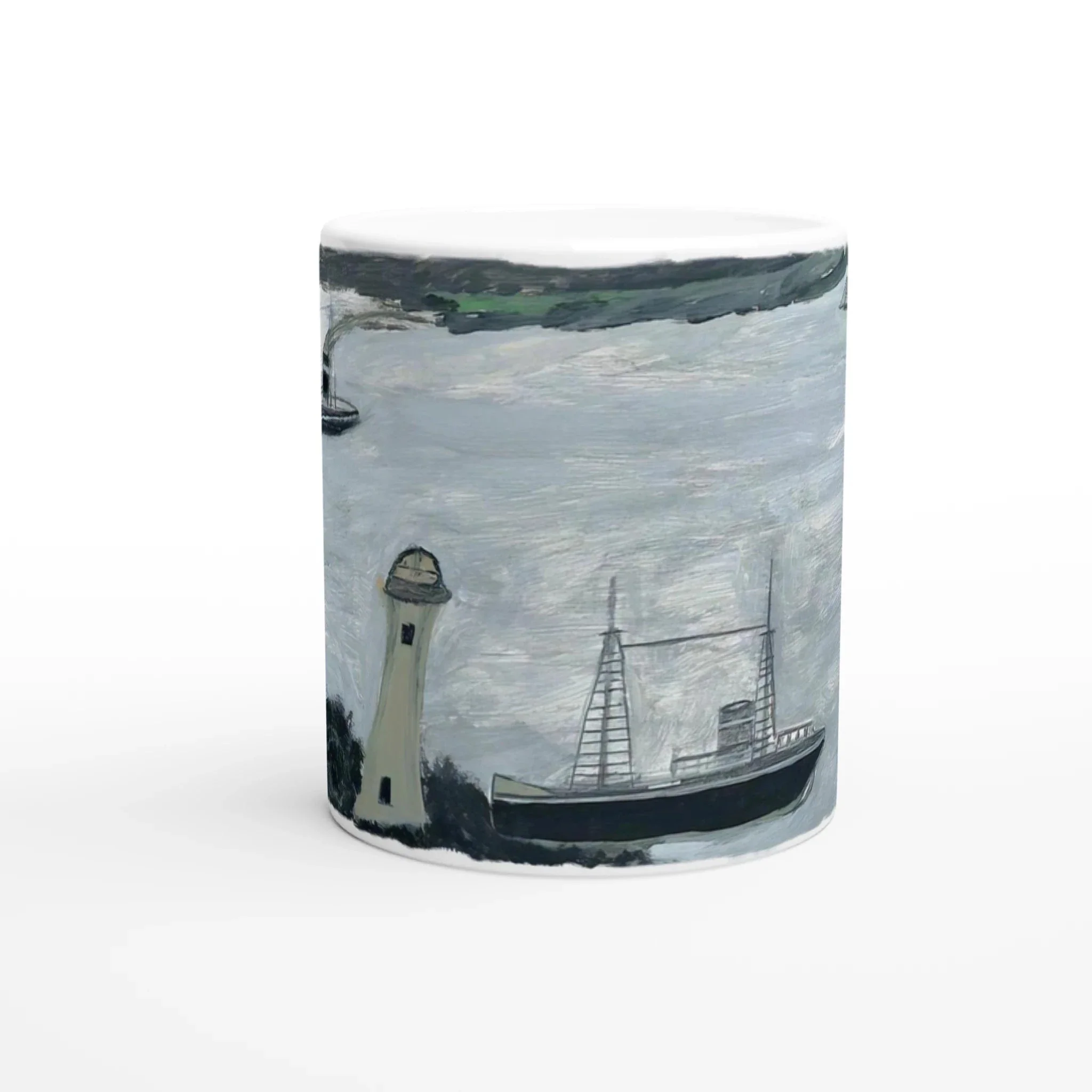 Alfred Wallis Ceramic Cornish Historical Art Masterpiece Art Mug. 'Against Longships, Fog' - Image 3