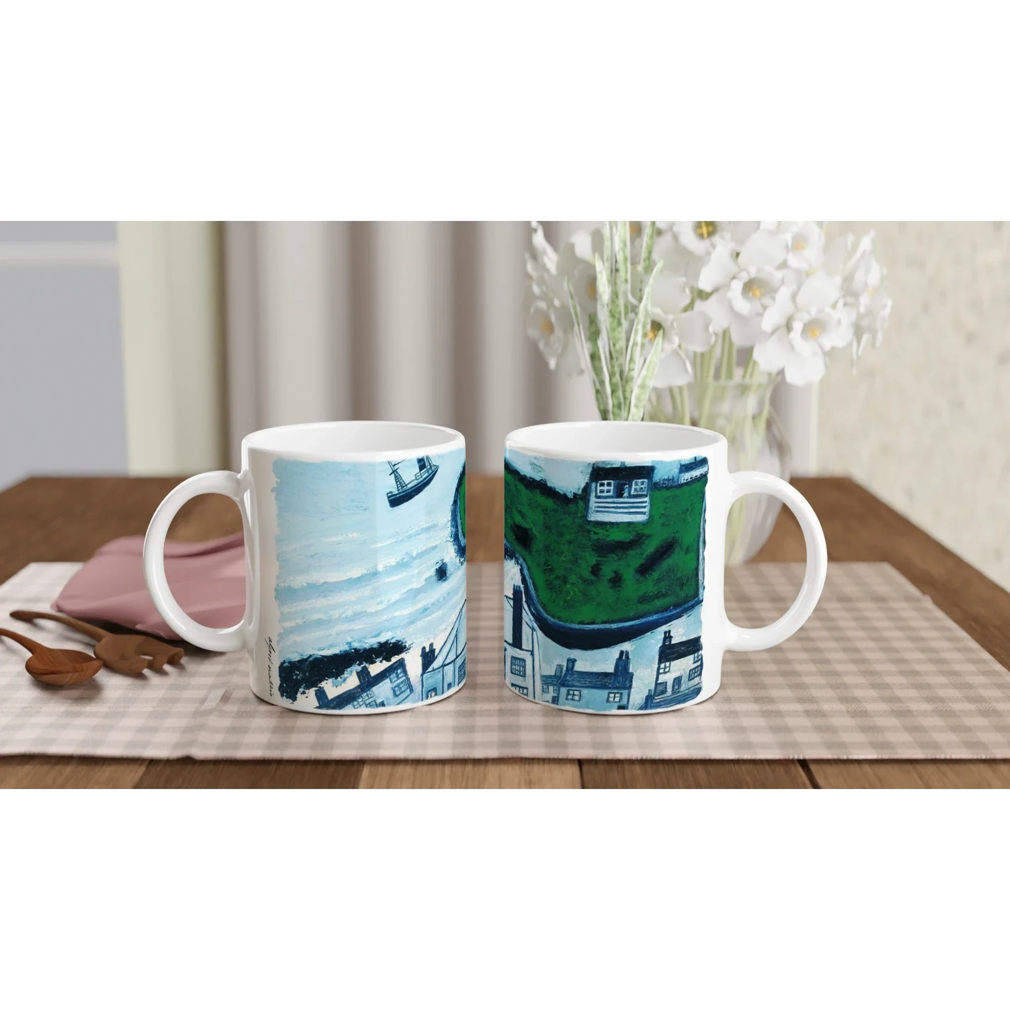 Alfred Wallis Ceramic Cornish Historical Art Masterpiece Art Mug. Paintings on Mugs Range. 'The Hold House, Porthmeor Square Island, St Ives' - Image 4