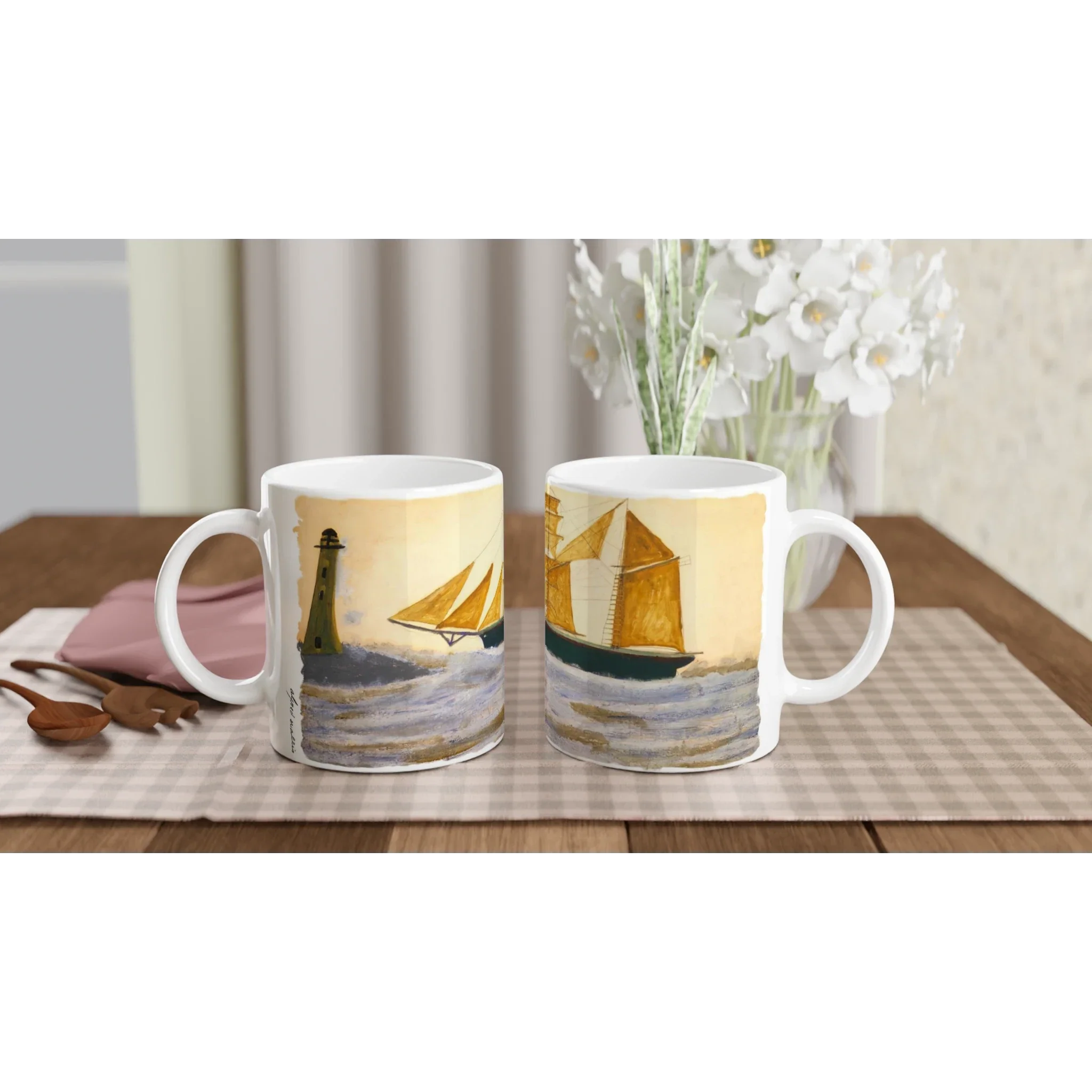 Alfred Wallis Ceramic Cornish Historical Art Masterpiece Art Mug. Paintings on Mugs Range. 'Two Masted Ship' - Image 4