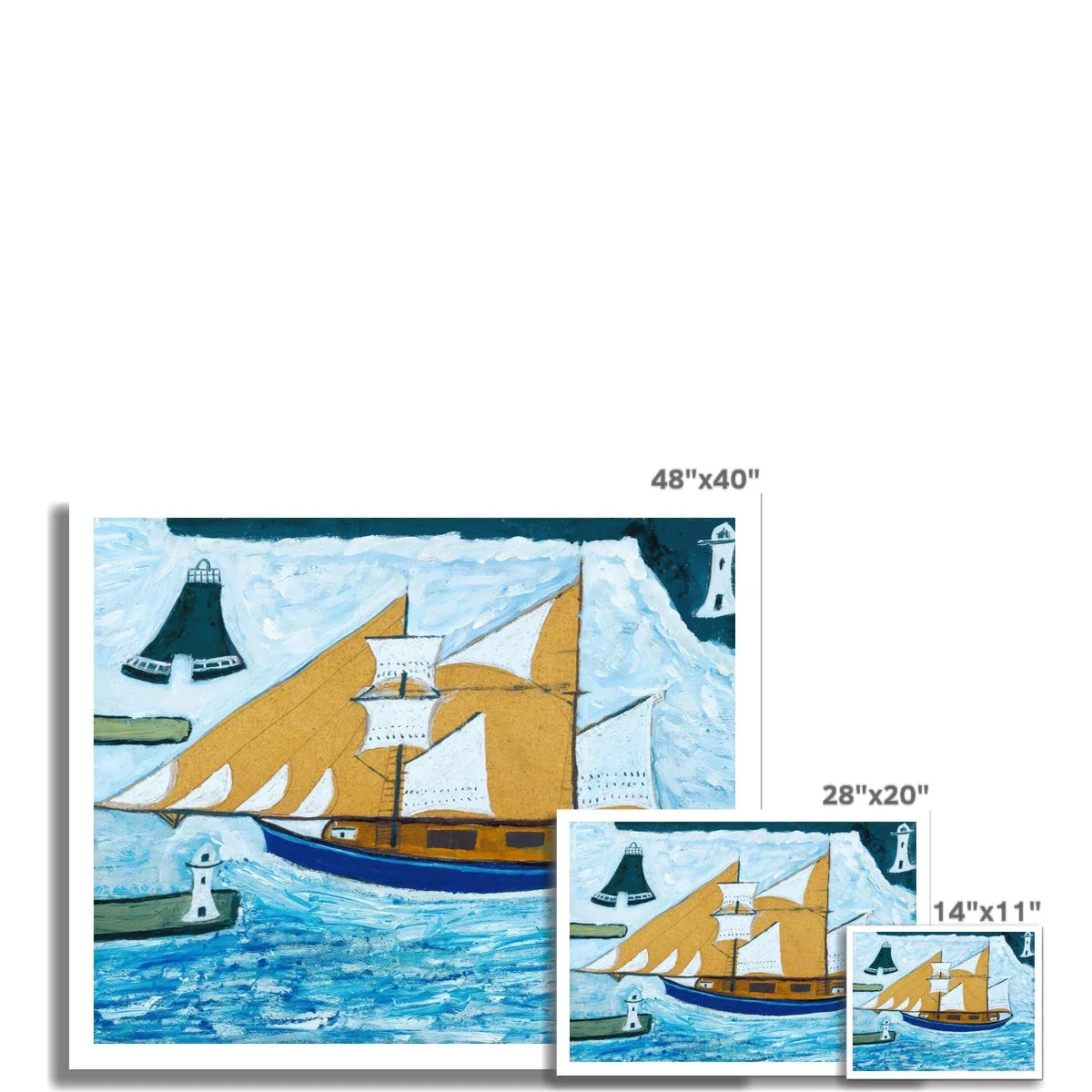Alfred Wallis Open Edition Cornish Art Print. 'The Blue Ship'. St Ives Cornwall Art Gallery Historic Art - Image 3