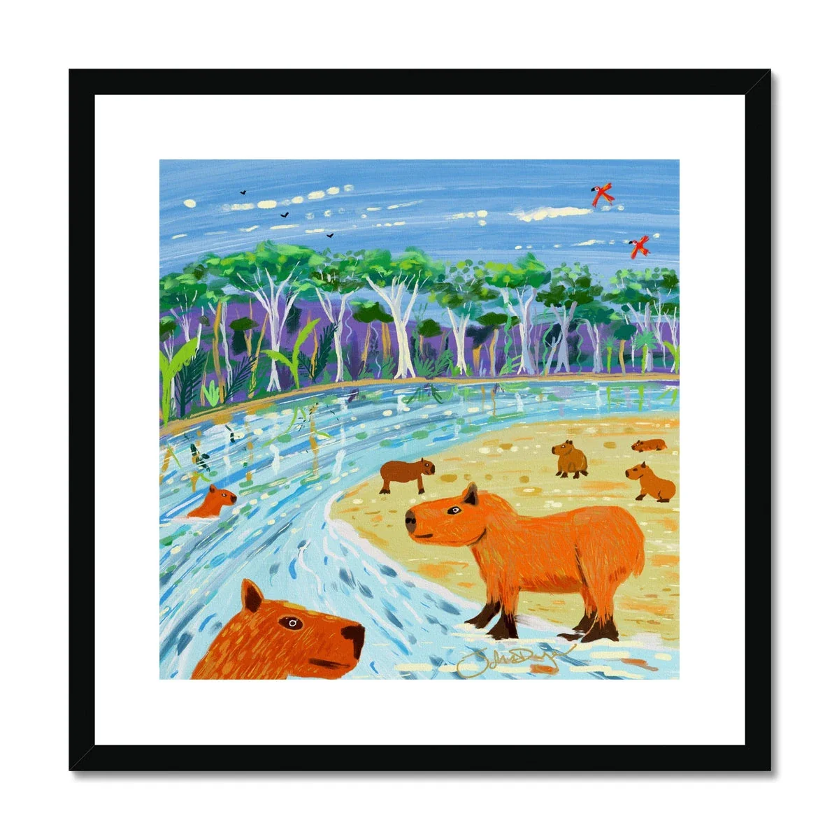 John Dyer Amazon Rainforest Capybara Framed Open Edition Jungle Fine Art Print. Animal Art Prints - Image 2