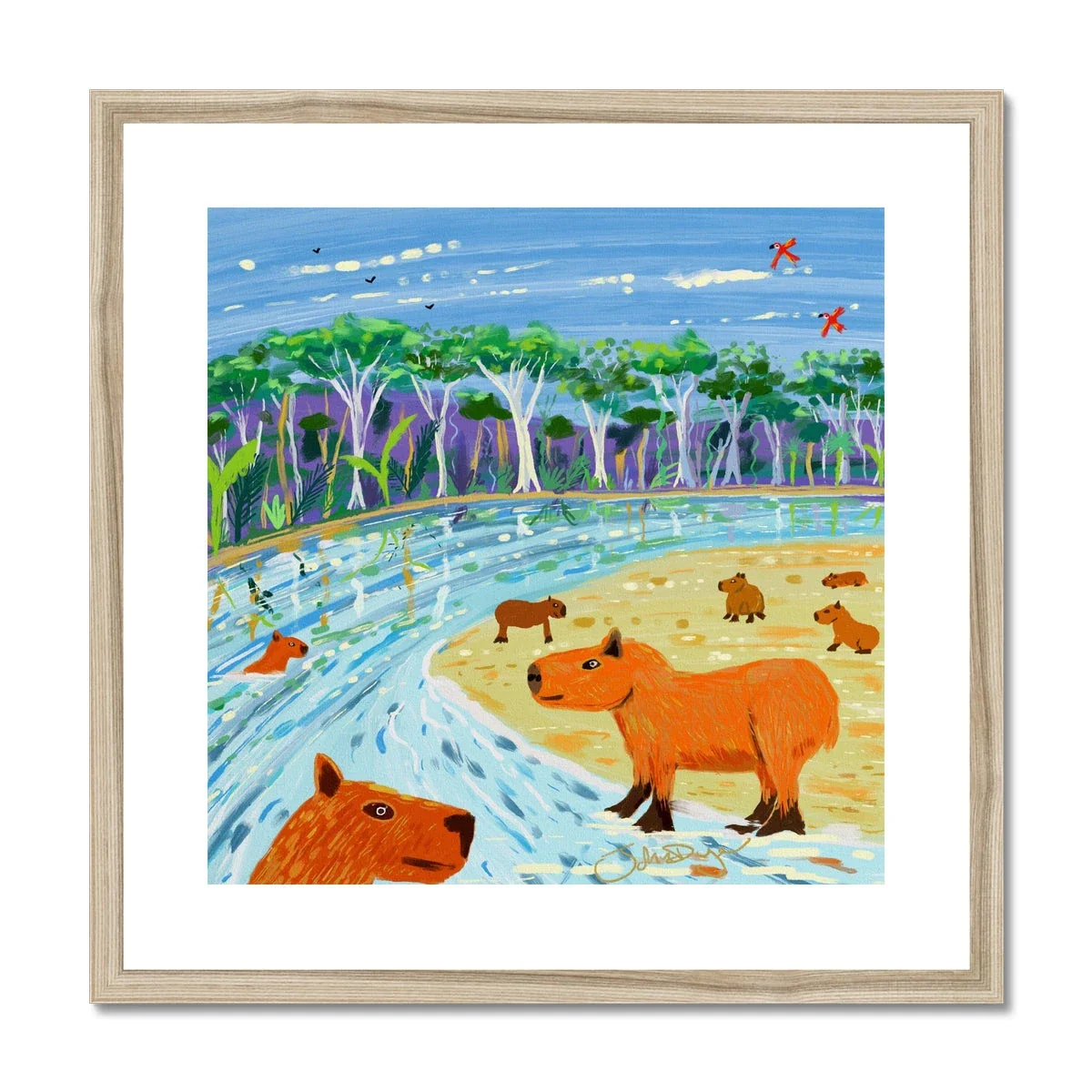 John Dyer Amazon Rainforest Capybara Framed Open Edition Jungle Fine Art Print. Animal Art Prints - Image 3