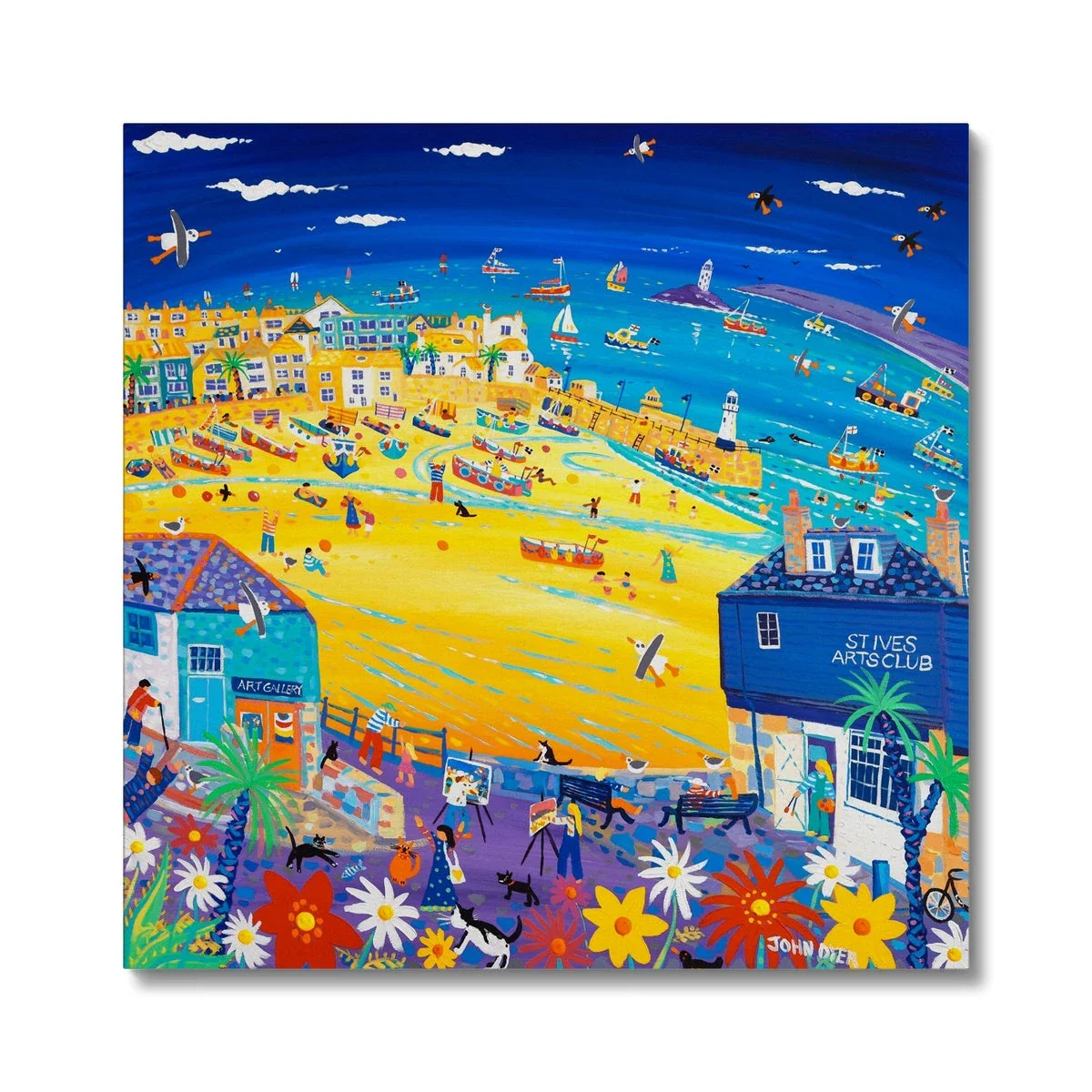 'Arty St Ives', Canvas Beach Art Print by John Dyer