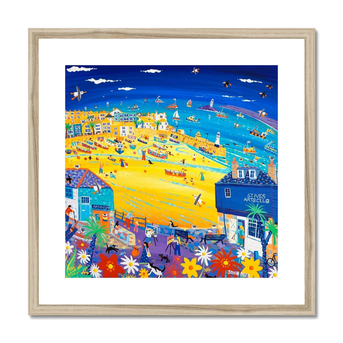 John Dyer Framed Open Edition Cornish Art Beach Print. 'Arty St Ives'. Cornwall Art Gallery - Image 3