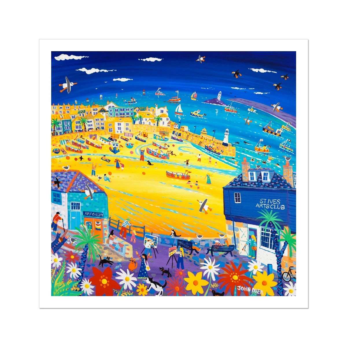 John Dyer Fine Art Print. Open Edition Cornish Art Beach Print. 'Arty St Ives'. Cornwall Art Gallery