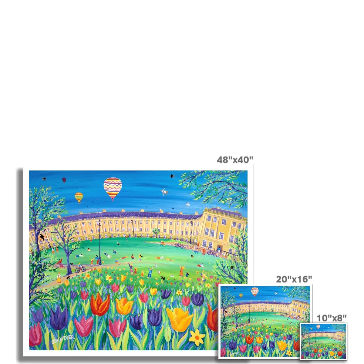 John Dyer Fine Art Open Edition Print. 'Balloons over the Royal Crescent, Bath' - Image 3