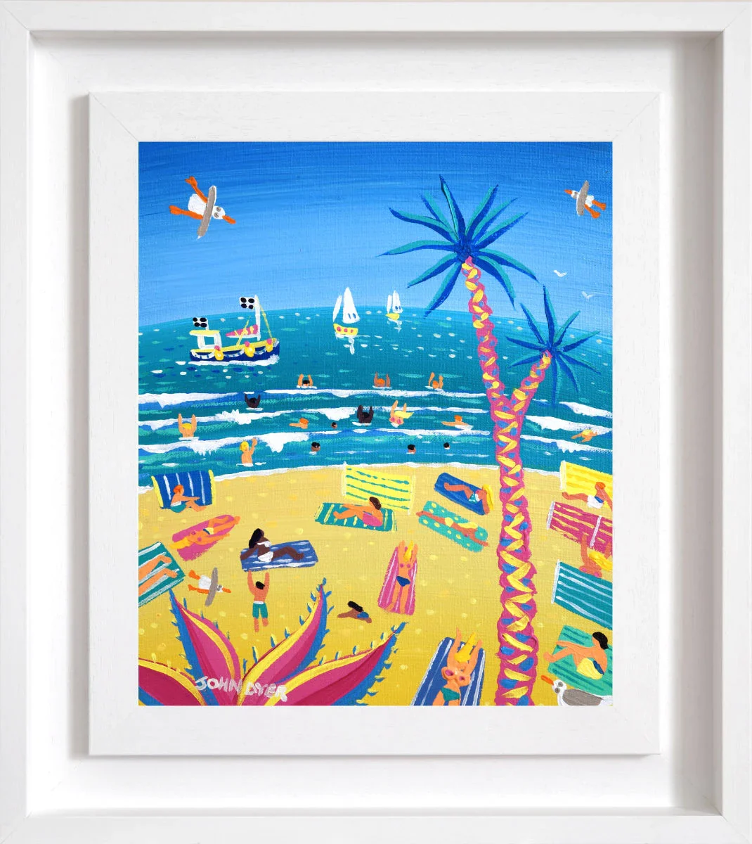 'Beach Babes on Beach Towels, St Ives', 10x12 inches acrylic on canvas. Coastal Painting of Cornwall. Cornish Artist John Dyer. Cornwall Art Gallery - Image 2