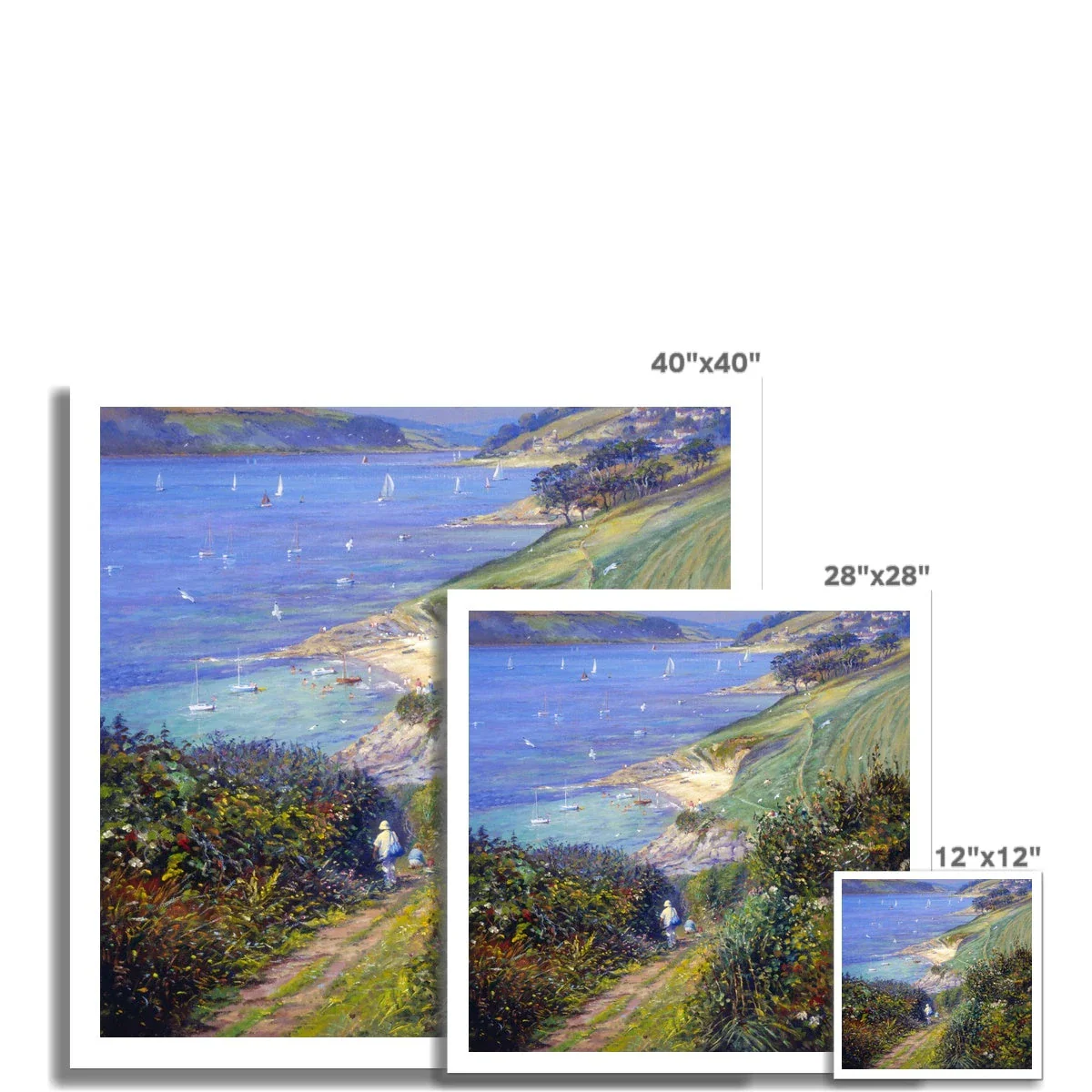 Ted Dyer Fine Art Print. Open Edition Cornish Art Print. 'Blackberry Path to the Beach, St Anthony in Roseland'. Cornwall Art Gallery - Image 3