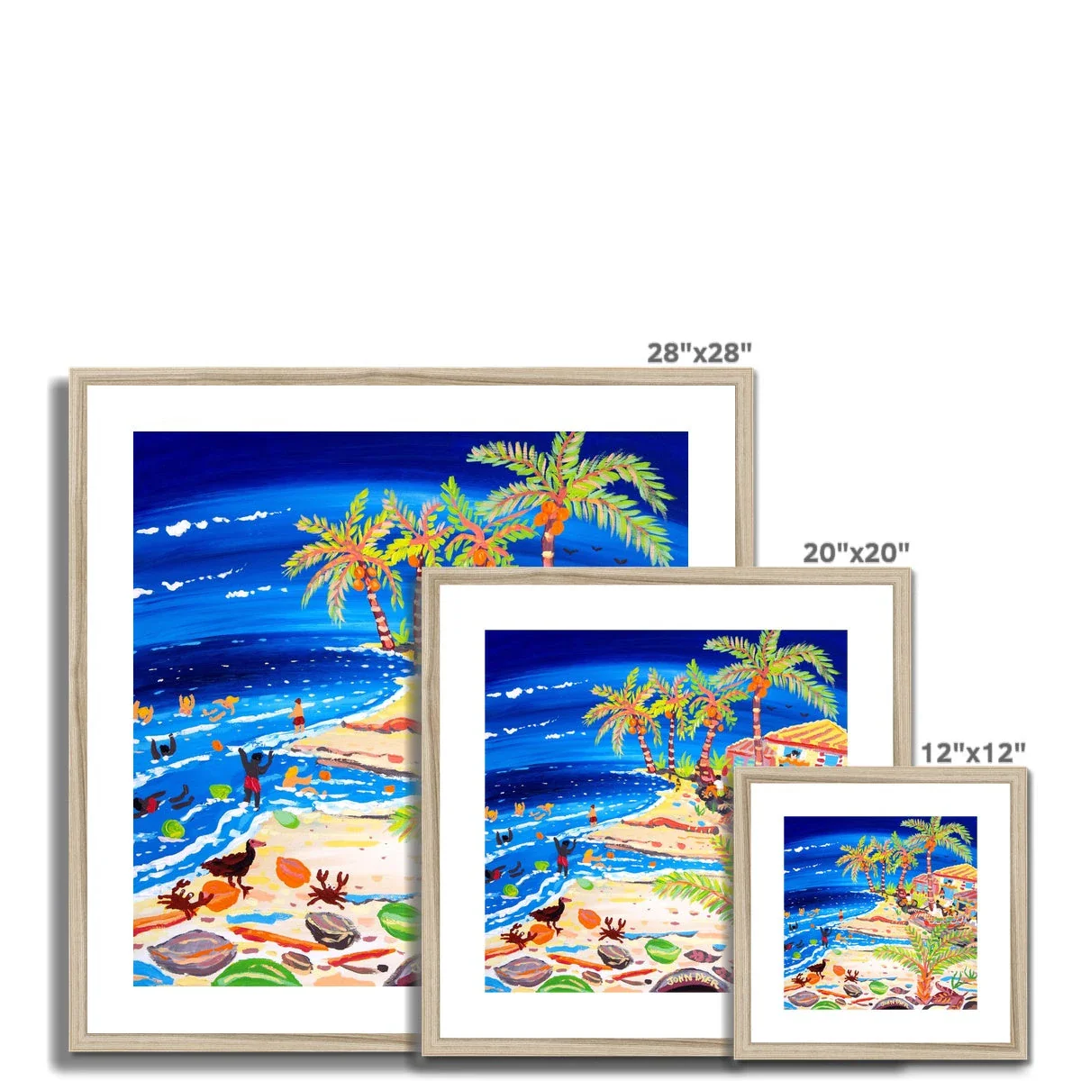 John Dyer Framed Open Edition Cornish Art Print. 'Blue Seas and Coconut Trees, Costa Rica Beach'. Caribbean Art Gallery - Image 5