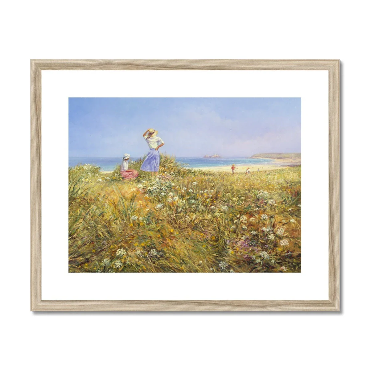 Ted Dyer Framed Open Edition Cornish Fine Art Print. 'Blue Skies, Godrevy'. Cornwall Art Gallery - Image 3
