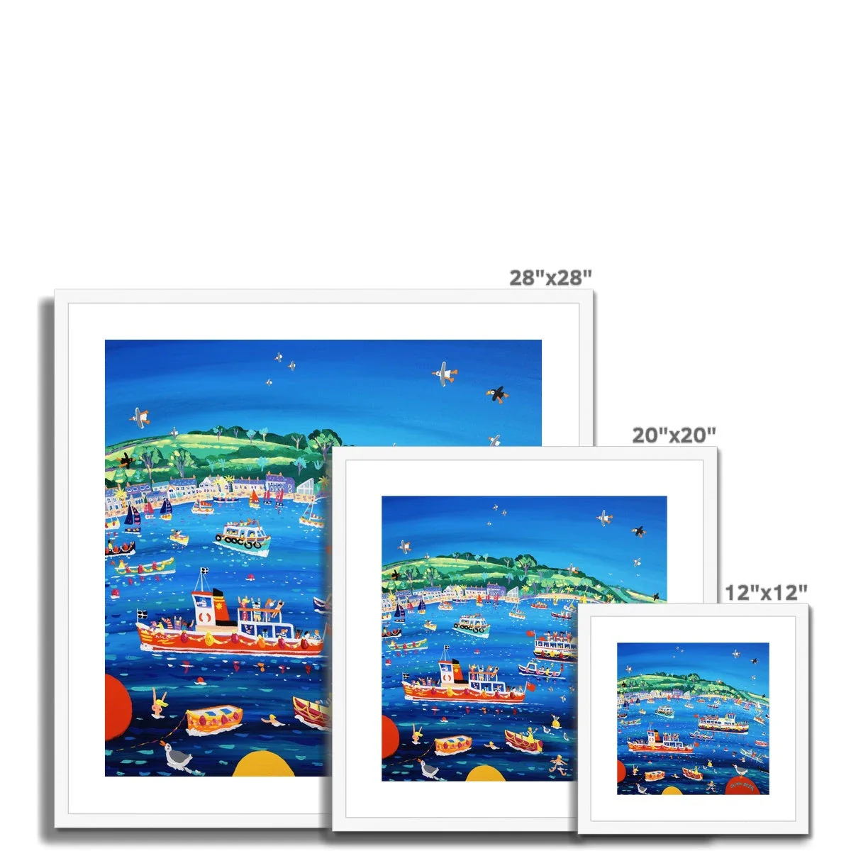 John Dyer Framed Open Edition Cornish Fine Art Print. Blue sky and Ferry Boats, Greenbank, Falmouth - Image 4