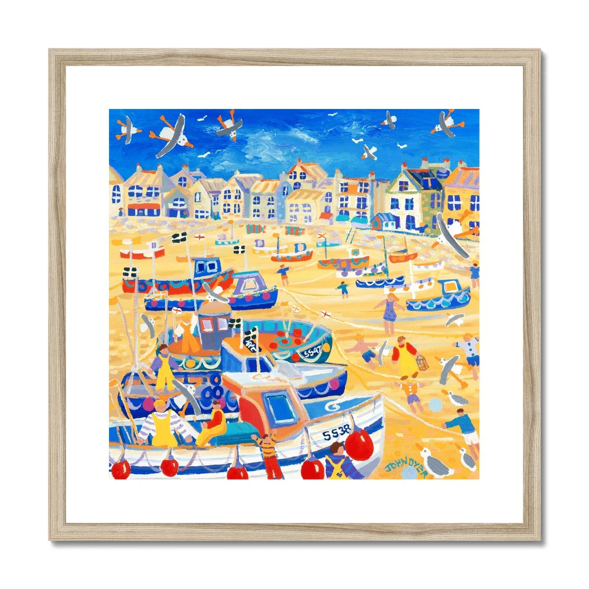 John Dyer Framed Open Edition Cornish Fine Art Print. 'Boats and Ropes, St Ives'. Cornwall Art Gallery - Image 3