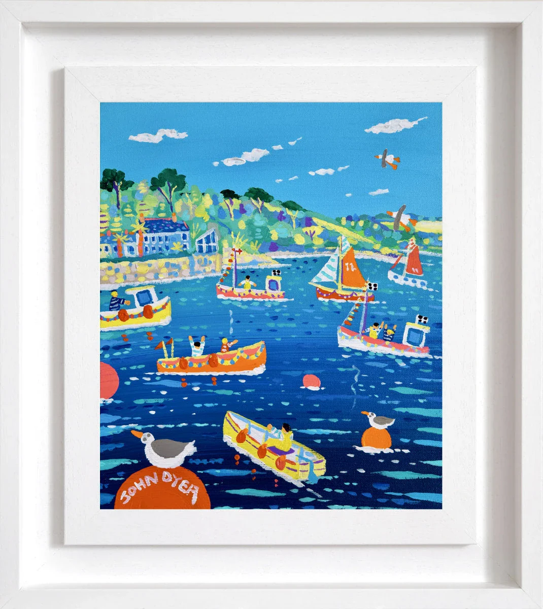 'Bobbing Boats in the Breeze, Flushing, Falmouth', 12x10 inches acrylic on canvas. Painting of Cornwall by Cornish Artist John Dyer - Image 2