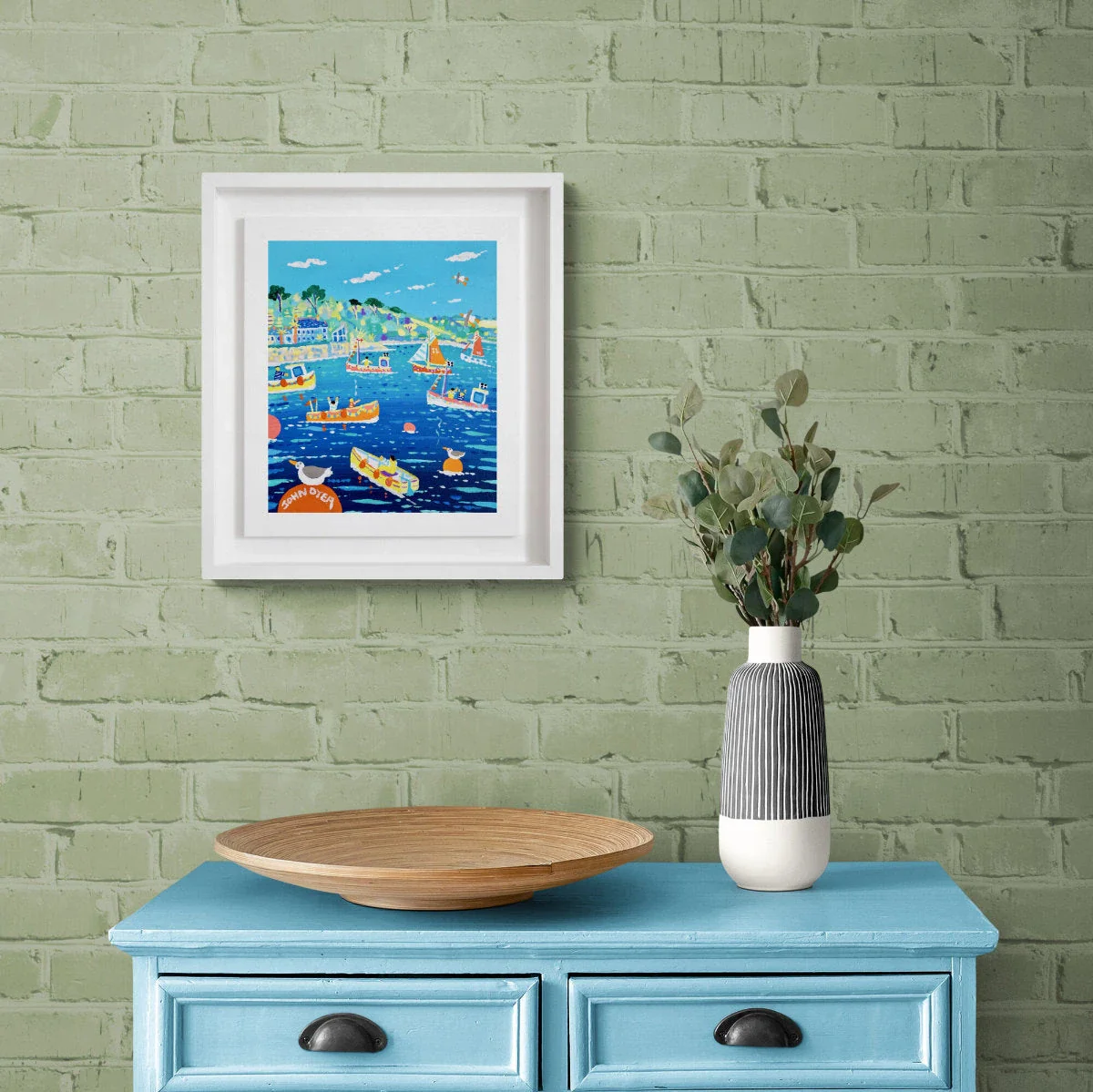 'Bobbing Boats in the Breeze, Flushing, Falmouth', 12x10 inches acrylic on canvas. Painting of Cornwall by Cornish Artist John Dyer - Image 3