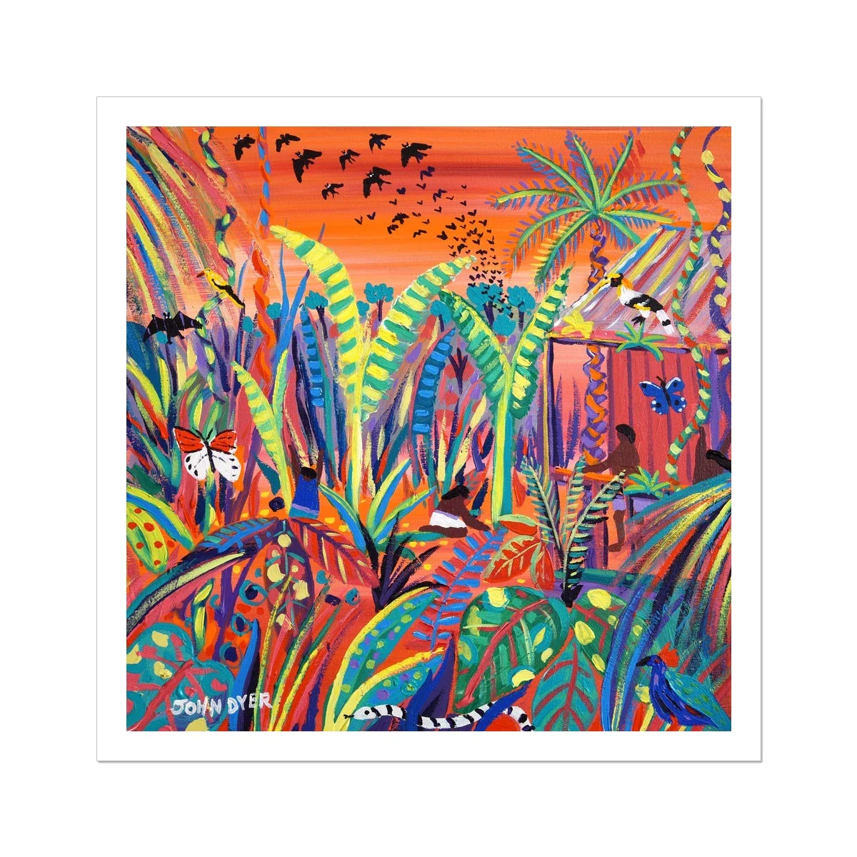 John Dyer Fine Art Print. Open Edition Jungle Art Print. 'Borneo Rainforest Sunset'. Animal Art Prints