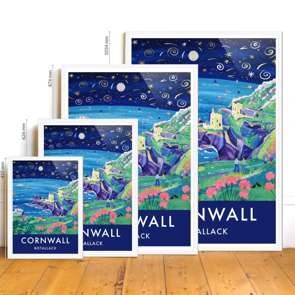 Cornish art print of the Botallack Tin Mines, Cornwall by Cornish Artist John Dyer. Cornwall Art Gallery, Vintage Style Posters. - Image 3