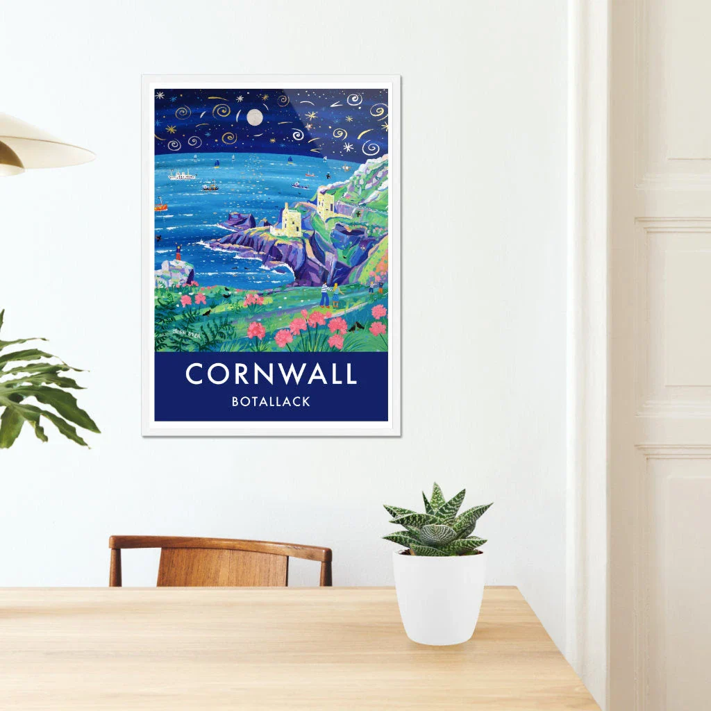 Cornish art print of the Botallack Tin Mines, Cornwall by Cornish Artist John Dyer. Cornwall Art Gallery, Vintage Style Posters. - Image 6
