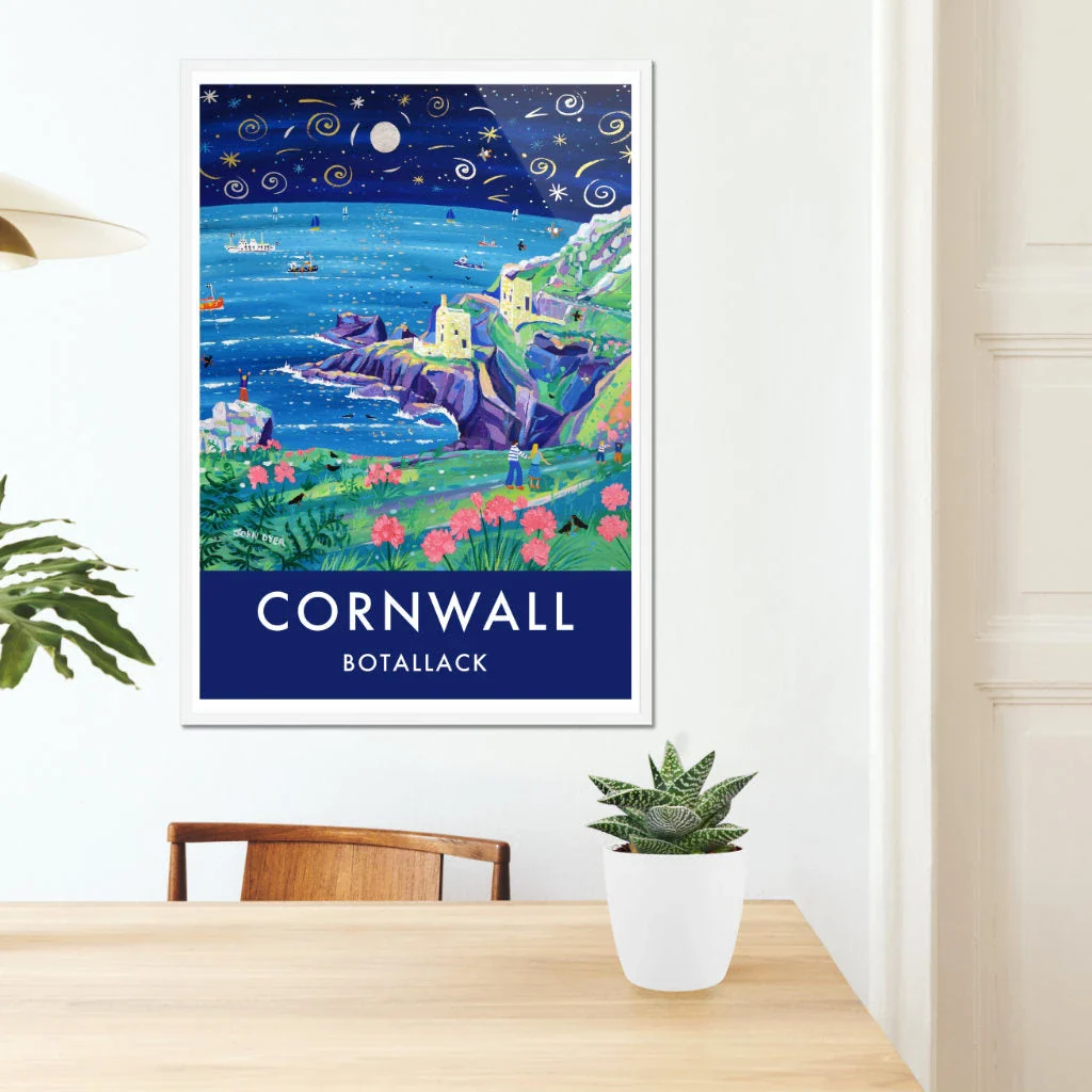 Cornish art print of the Botallack Tin Mines, Cornwall by Cornish Artist John Dyer. Cornwall Art Gallery, Vintage Style Posters. - Image 7
