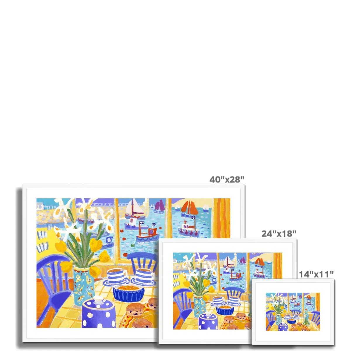 John Dyer Framed Open Edition Still Life Cornish Art Print. 'Cafe View, St Ives'. Cornwall Art Gallery - Image 4