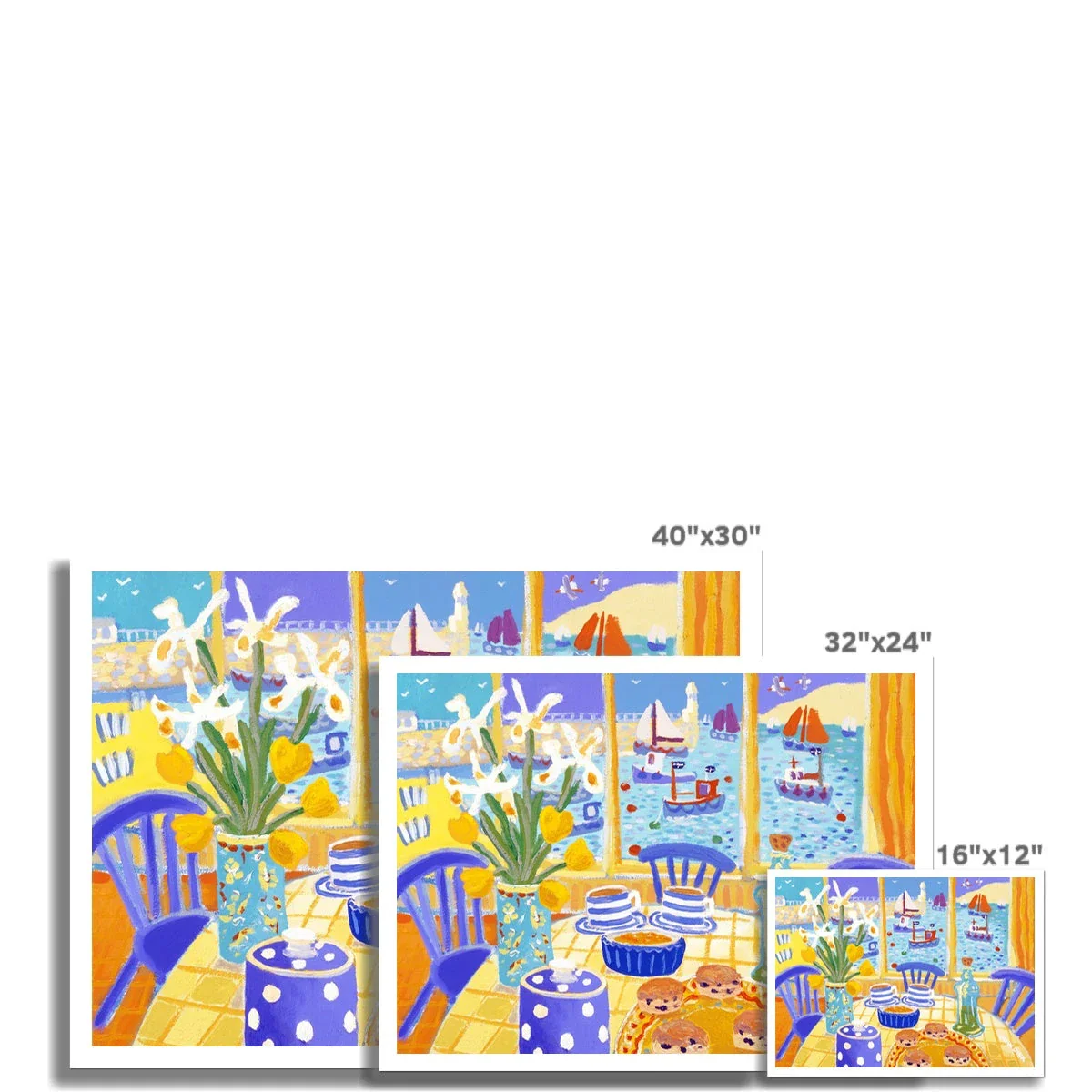 John Dyer Fine Art Print. Open Edition Still Life Cornish Art Print. 'Café View, St Ives'. Cornwall Art Gallery - Image 3