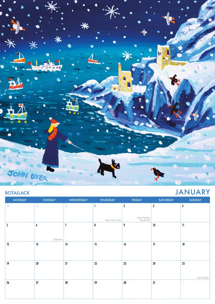 Calendar 2026. Cornwall Art Calendar by Cornish Artist John Dyer. UK Dates & Holidays - Image 2