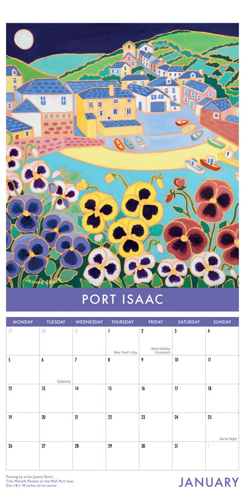 Calendar 2026. Cornwall Art Calendar by Cornish Artists John Dyer and Joanne Short. UK Dates & Holidays - Image 2