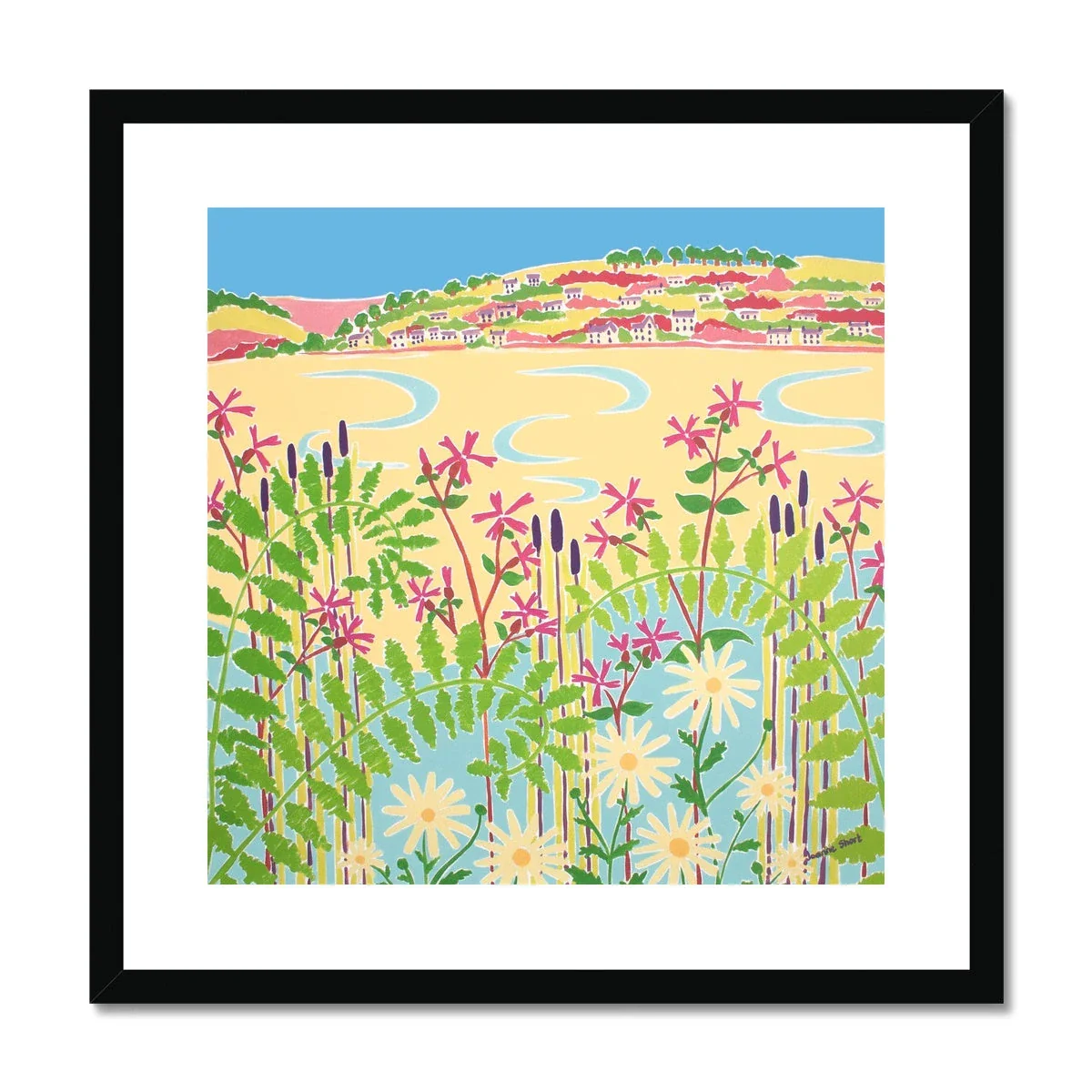 Joanne Short Framed Open Edition Cornish Fine Art Print. 'Pools in the Sand, Padstow, Camel Estuary, Rock'. Cornwall Art Gallery - Image 2