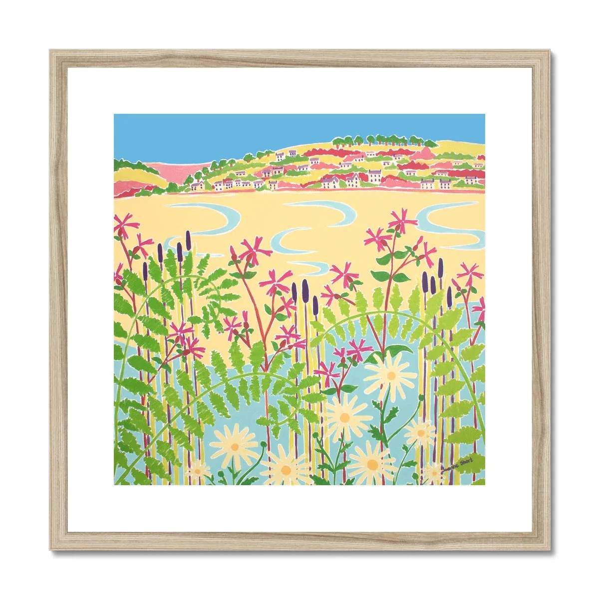 Joanne Short Framed Open Edition Cornish Fine Art Print. 'Pools in the Sand, Padstow, Camel Estuary, Rock'. Cornwall Art Gallery - Image 3