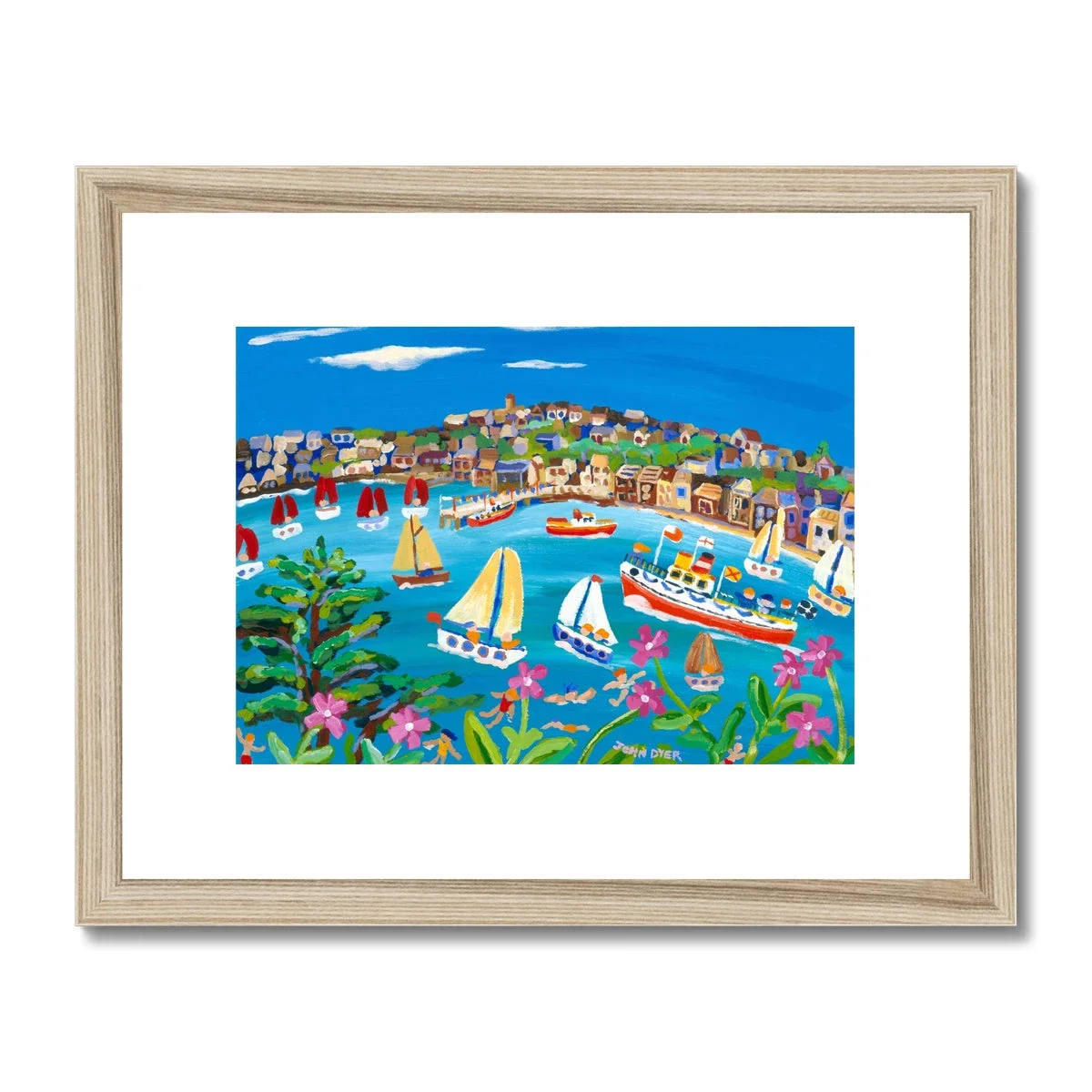 John Dyer Framed Open Edition Cornish Fine Art Print. 'Campion Days, Flushing'. Cornwall Art Gallery - Image 3