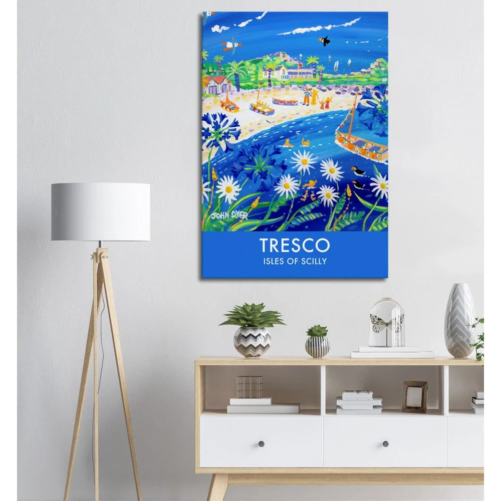 Canvas Art Print by Cornish Artist John Dyer of Tresco Beach, Isles of Scilly, Cornwall from our Cornwall Art Gallery - Image 5
