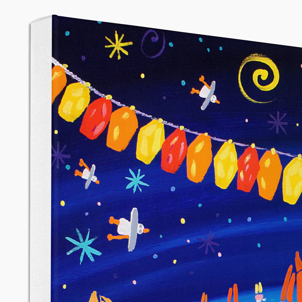 Christmas Lights, Mousehole, Cornwall - Canvas Art Print by John Dyer - Image 2