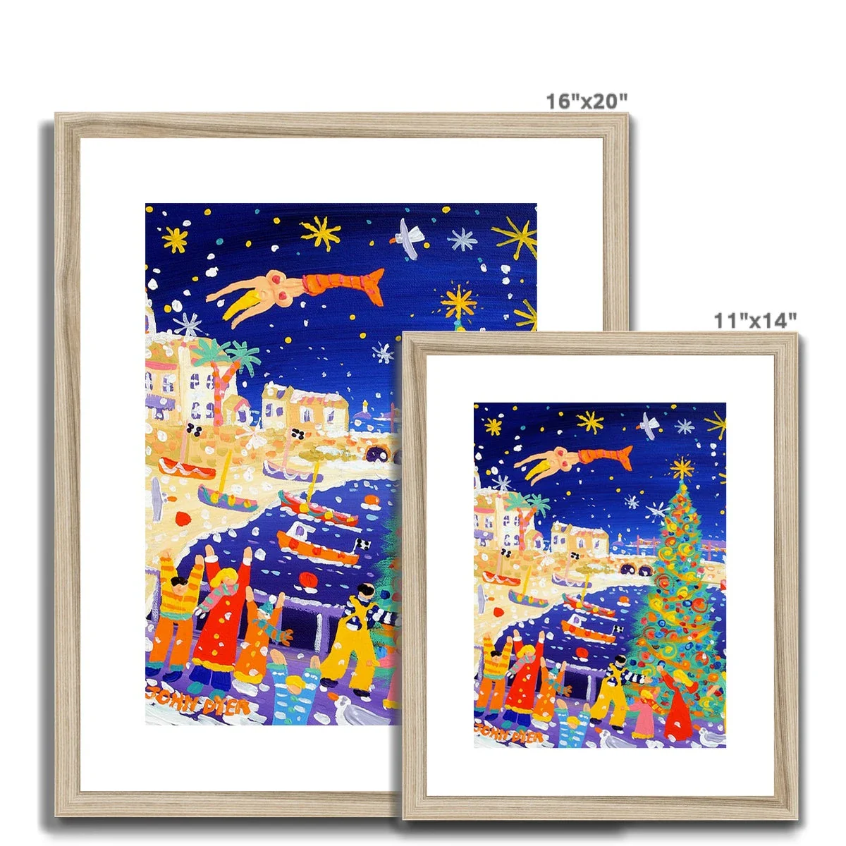 John Dyer Framed & Mounted Open Edition Cornish Art Print. 'Christmas Magic, St Ives'. Cornwall Art Gallery - Image 6