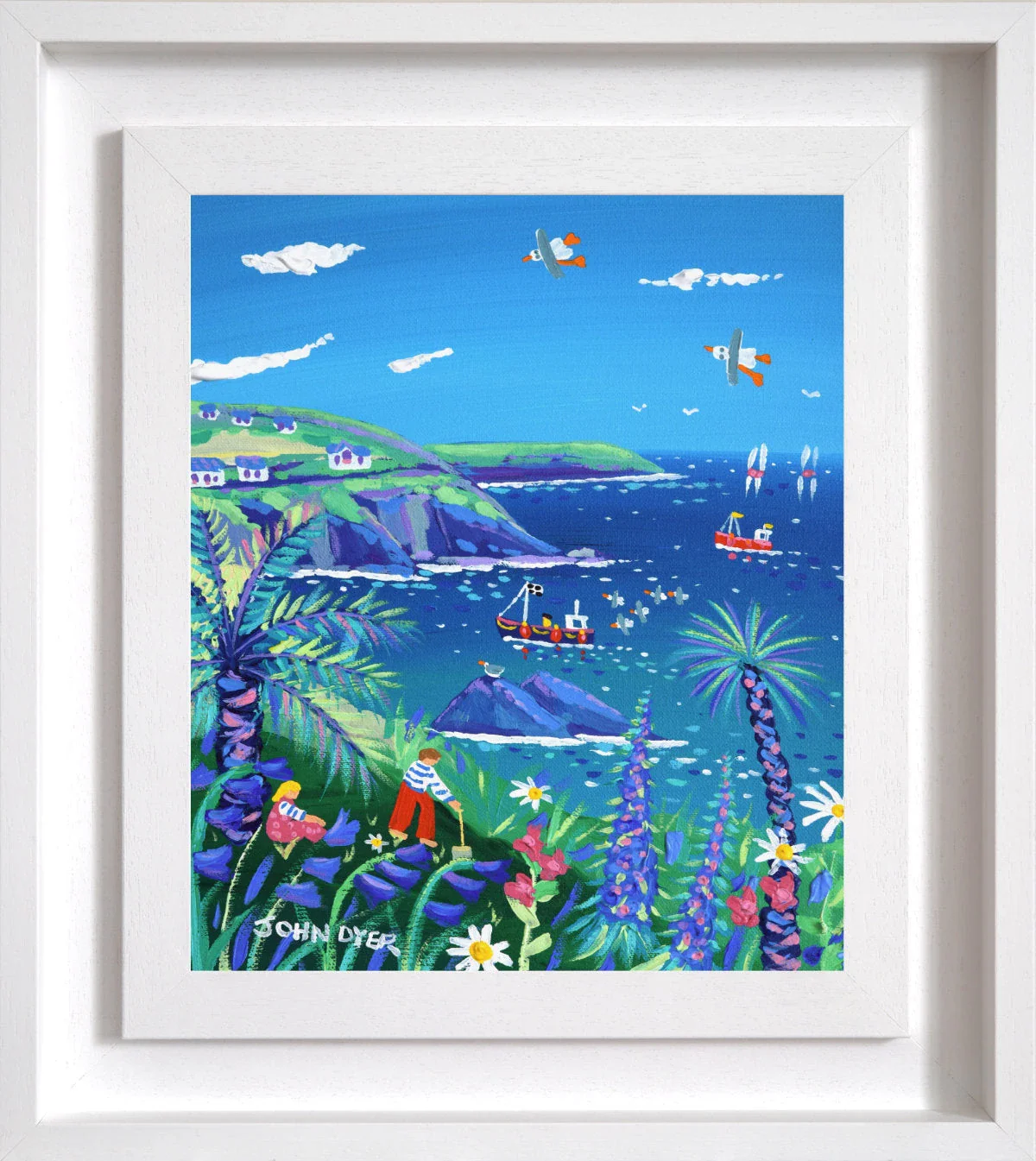 'Clifftop Garden, Cadgwith', 12x10 inches acrylic on canvas. Painting of Cornwall by Cornish Artist John Dyer - Image 2