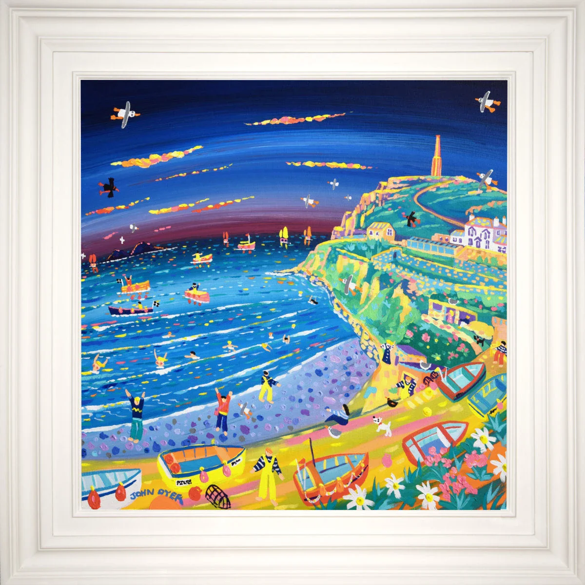 'Colourful Cape Cornwall', 24x24 inches acrylic on canvas. Cornwall Painting by Cornish Artist John Dyer. - Image 2