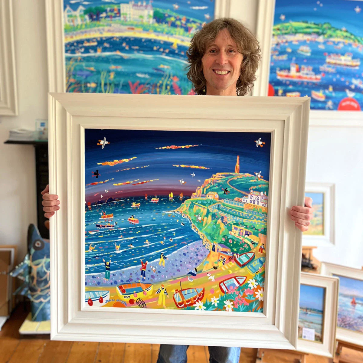 'Colourful Cape Cornwall', 24x24 inches acrylic on canvas. Cornwall Painting by Cornish Artist John Dyer. - Image 4